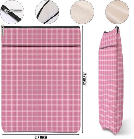 غلاف كتاب منقوش باللون الوردي، ملحقات كتب من القماش القطني، هدايا لمحبي الكتب، غلاف كتاب مقاوم للماء، حقيبة كتب، واقي كتب، هدايا للقراء والنساء والفتيات وزملاء العمل والتخرج وأعياد الميلاد in Kuwait