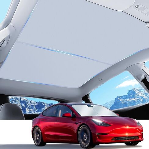Tesla Model 3 Foldable Window Sunshade Roof, Window Heat Blocking and Sun Protection for Model 3 Glass Roof Sunshade 2024 Grey in Saudi Arabia
