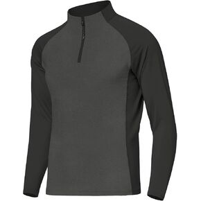 Men's Running Shirt Quarter Long Sleeve Performance Zip Pullover Quick Dry Golf Workout Athletic Shirts UPF 50+