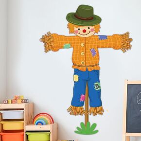 35 x 25Inch Thanksgiving Large Scarecrow Bulletin Board Set DIY Fall Scarecrow Cutouts Crafts Happy Fall Scarecrow Chalkboard Wall Classroom Decor for Harvest Autumn Party School Home Decor