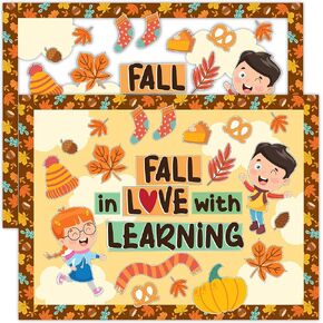75 Pcs Fall Bulletin Board Decorations Set with Background Papers & Borders - Fall Classroom Decorations, Fall Decorations for Classroom, Fall Classroom Door Decorations, Fall Board Decorations