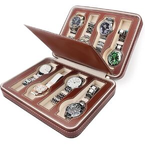 8 Slot Watch Box – Premium Watch Storage Case for Men | Faux Leather Watch Box and Storage Valet | Wrist Watch Display Case for Men | 8 Watch Case for Men