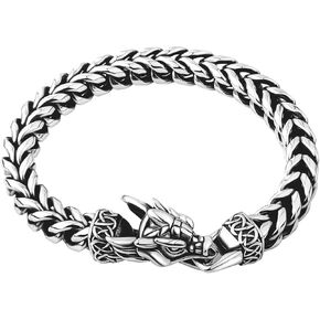 Dragon Bracelet for Men, Stainless Steel Cuban Link Bracelet Punk Jewelry Gifts for Him, Length 8.7 Inches