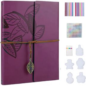 Commodaily Scrapbooking Supplies Kits, Leather Scrapbook Photo Album 8.6x6.7 inch Scrap Book 60 Pages,Journal Scrapbook Album DIY Photo Album Family (Orange)