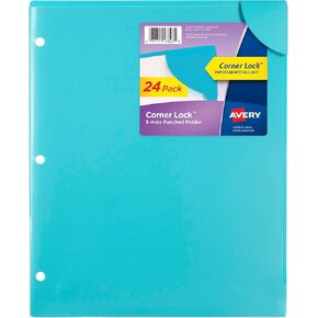 Avery Corner Lock Document Sleeves for 3 Ring Binders, 1 Aqua Blue Plastic Sleeve (47837)