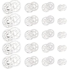 120 Sets Plastic Sew-on Snap Buttons Fasteners Buttons Invisible Sewing on Snap Buttons Round Clear Press Button Clear Snaps for Sewing Shirts Sewing Clothing DIY Craft, 7mm 12mm 15mm 20mm