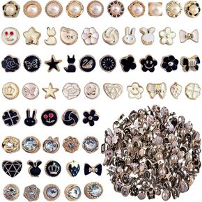 120set Pearl Brooch Pins Buttons, Pin Charms for Socks Shoe Pins Buttons Pins, Rhinestone Brooch Pins for Women Bulk, Button Pins for Shoes Junk Socks Clothing Shirt Sweaters Shawl,Pins for Sambas