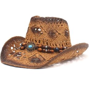 Cowboy Hat, Straw Cowboy Hats for Women Men, Western Straw Cowgirl Hats for Women, Khaki Cowboy Hat