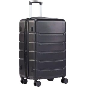 Homee Luggage with Spinner Wheels TSA Lock Carry on Hard Shell ABS Suitcase Lightweight, Black, 28 Inch