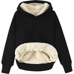 Gihuo Unisex Boys Girls Winter Sherpa Lined Hoodie Kid's Fleece Pullover Hooded Sweatshirt