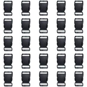 3/4 Inch, 25 Pack Black Plastic Side Release Buckle for Paracord Bracelets (3/4")