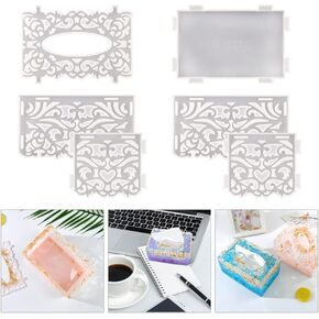 RESIN GO Domino Box Resin Molds, Large Rectangle Carved Container Epoxy Resin Silicone Mold with Lid Set for Casting, Storage Gift Trinket Makeup Holder Resin Molds for Jewelry Napkin Candy Crafts