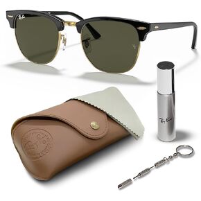 Ray-Ban RB3016 Clubmaster Classic Square Shape Sunglasses With Eyewear Kit Bundle - High Bridge Fit -Casual Square Sunglasses