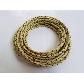 Vintage Braided Cloth Covered Primary Wire 16 gauge Yellow 2 Black 10 feet