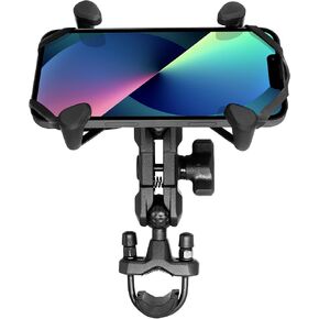 Motorcycle Phone Mount Firmly Clamp Cellphone, Large Bike Cell Phone Holder, Suitable for Handlebars with 0.5"-1.3" Diameter, Fits Harley Davidson and Most Motorcycle Handlebar, Bike, ATV