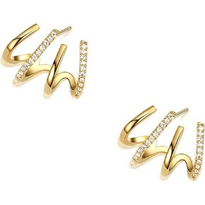 Gold Claw Earring Cuffs And Wraps,Trendy Cubic Zirconia Warp Cuff Earrings， Look Like Multiple Piercings Hypoallergenic Piercing Dainty Jewelry For Women
