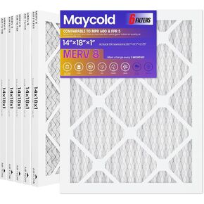Maycold 20x30x1 Air Filters MERV 13 Efficiency 6-Pack, HVAC AC Furnace Air Filters Replacement - Actual Size: 19.70" x 29.70" x 0.75"