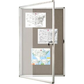 Lockable Magnetic Enclosed Dry-Erase whiteboard, Tamper-Resistant Wall-Mounted Display whiteboard, Aluminum-Framed Window whiteboard 35x24 inches (White)