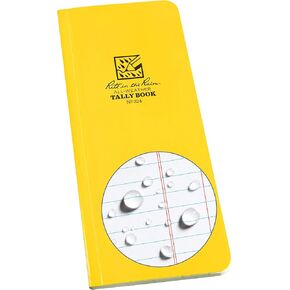 Rite in the Rain Weatherproof Soft Cover Tally Notebook, 3 1/2" x 8", Yellow Cover, Tally Pattern (No. 324), 8 x 3.5 x 0.375
