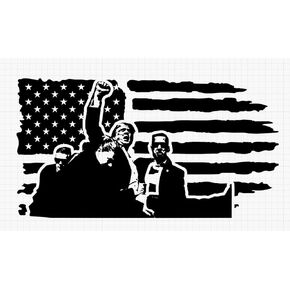Donald Trump Fight Sticker Decal Vinyl - 6 Inches - Trump Shot Sticker for Car Truck SUV Van Window Bumper Wall Laptop Tablet Tumbler Any Smooth Surface