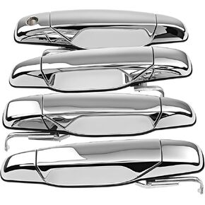 Exterior Chrome Door Handle Compatible with 2007-2014 Chevy Silverado Tahoe Suburban Avalanche, 4Pcs Front Rear Driver Passenger Side Door Handle for GMC Sierra Yukon Cadillac Escalade