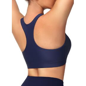 Mivei Women's Swim Bra Racerback Sports Bra Swimsuit Top Modest High Neck Bikini Tops Removable Padded Quick Dry UPF 50+ Green in Kuwait