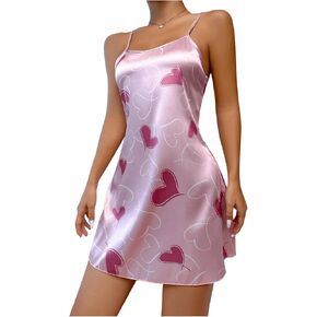 WDIRARA Women's Floral Print Contrast Binding Satin Cami Slip Dress Silk Mini Night Dress