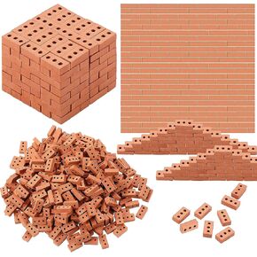 Cayway 120 PCS Mini Bricks Tiny Bricks for Landscaping Miniature Bricks Small Bricks for Crafts Realistic Fake Bricks Mini Blocks for Dollhouse Mini Garden Accessories (2 Holes Mini Black)