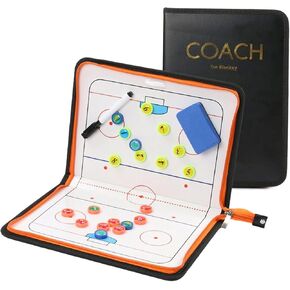 Ice Hockey Coaching Board, Ice Hockey Tactics Whiteboard Double-Sided Coaches' Coaching Board Training Assistant Tool with Magnetic Player Markers, 11.8 * 17.7inches