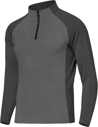 Men's Running Shirt Quarter Long Sleeve Performance Zip Pullover Quick Dry Golf Workout Athletic Shirts UPF 50+ in Saudi Arabia