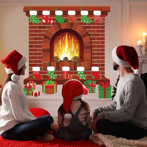 Remagr 66 Pieces Large Christmas Fireplace Bulletin Board Decor 43 x 39 Inch Christmas Holiday Hearth Bulletin Board Fireplace Bulletin Board Stocking Gifts Box Cutouts Christmas Classroom Home Decor in Saudi Arabia