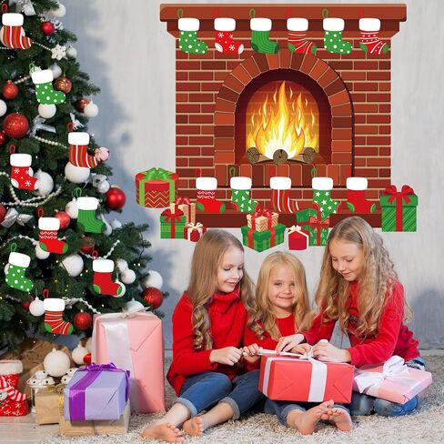 Remagr 66 Pieces Large Christmas Fireplace Bulletin Board Decor 43 x 39 Inch Christmas Holiday Hearth Bulletin Board Fireplace Bulletin Board Stocking Gifts Box Cutouts Christmas Classroom Home Decor in Saudi Arabia