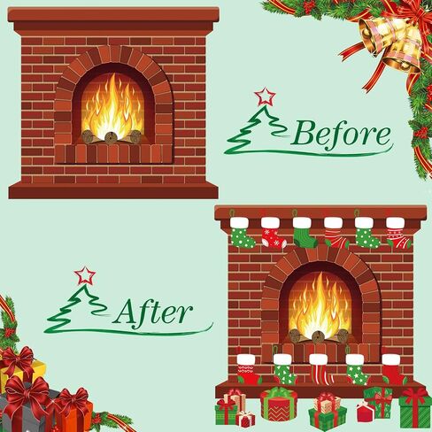 Remagr 66 Pieces Large Christmas Fireplace Bulletin Board Decor 43 x 39 Inch Christmas Holiday Hearth Bulletin Board Fireplace Bulletin Board Stocking Gifts Box Cutouts Christmas Classroom Home Decor in Saudi Arabia