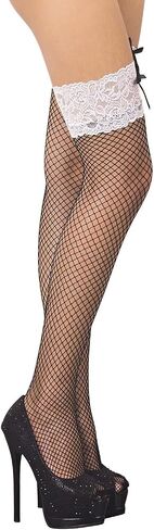 iB-iP Women's Bowknot Lace Seamless Stylish Fishnet Thigh High Hold-up Stockings in Saudi Arabia