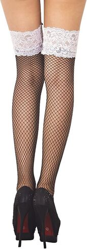 iB-iP Women's Bowknot Lace Seamless Stylish Fishnet Thigh High Hold-up Stockings in Saudi Arabia