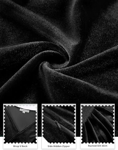 Gardenwed Womens Long Sleeve Velvet Maxi Dress Plus Size Wrap V Neck Long Formal Evening Cocktail Party Dress in Saudi Arabia