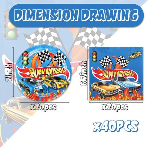 40-Piece Wheel Theme Party Supplies - Ideal for Birthday Celebrations, Baby Showers, and More in Saudi Arabia