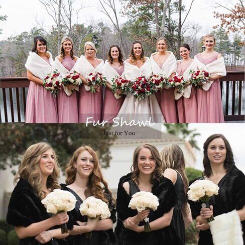 Women's Faux Fur Shawl and Wrap Bridal Wedding Stole Shrug Winter Fur Scarf Wrap for Brides and Bridesmaids in Saudi Arabia