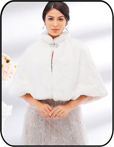 Women's Faux Fur Shawl and Wrap Bridal Wedding Stole Shrug Winter Fur Scarf Wrap for Brides and Bridesmaids in Saudi Arabia