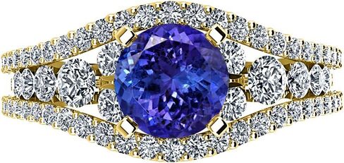 2.5 Carat Designer Channel Set Thick Oval Cut Tanzanite Diamond Engagement Ring (1.5 Ct Center Heirloom Quality AAA+) in Saudi Arabia