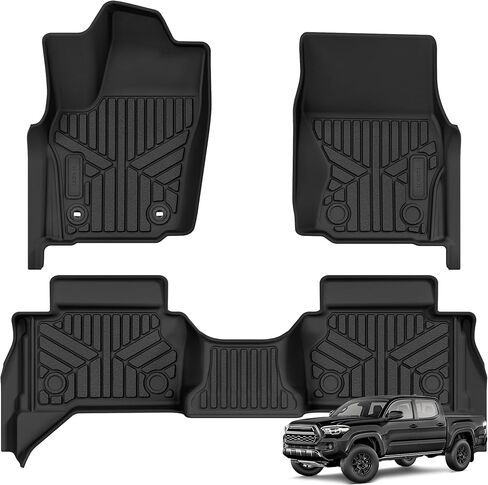 AUTOSAVER88 Floor Mats for 2024 Toyota Tacoma Double Cab, All Weather TPE Floor Liners Custom Fit for 2024 Tacoma Automatic Transmission Exclude Hybrid, Front & Rear 2 Row Car Mats Accessories, Black in Saudi Arabia