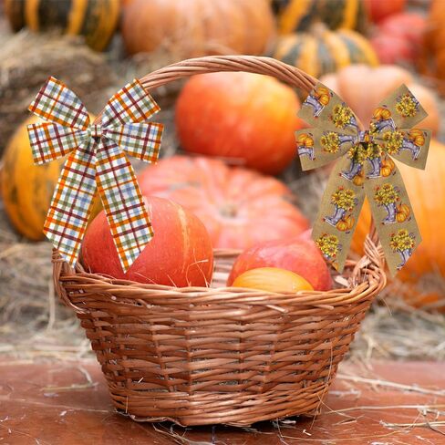 2 Rolls Fall Pumpkin Craft Ribbons for Wreath Bows, Thanksgiving Wired Edge Ribbons Orange Burlap Ribbon Autumn Sunflower Wired Ribbons for Crafting Sewing DIY Crafts Supplies 10 Yards in Kuwait