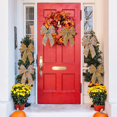 2 Rolls Fall Pumpkin Craft Ribbons for Wreath Bows, Thanksgiving Wired Edge Ribbons Orange Burlap Ribbon Autumn Sunflower Wired Ribbons for Crafting Sewing DIY Crafts Supplies 10 Yards in Kuwait