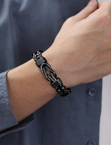 STARCHENIE Infinity Knot Bracelet for Men 316L Stainless Steel Double Layered Braided Franco Chain Bracelet in Saudi Arabia
