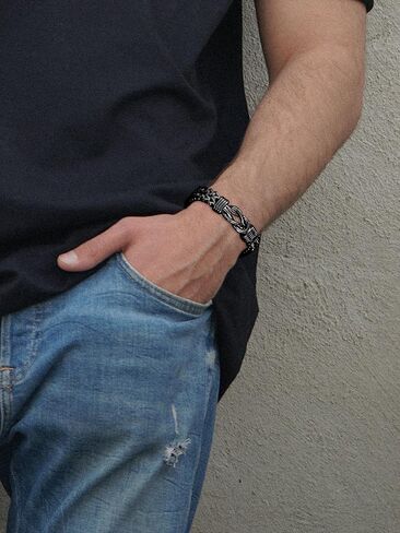 STARCHENIE Infinity Knot Bracelet for Men 316L Stainless Steel Double Layered Braided Franco Chain Bracelet in Saudi Arabia