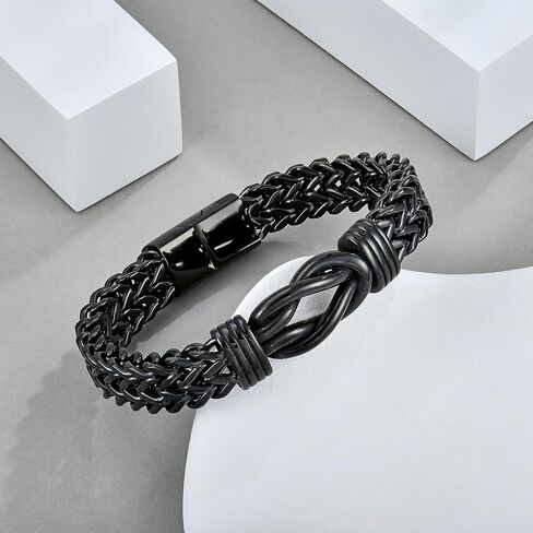 STARCHENIE Infinity Knot Bracelet for Men 316L Stainless Steel Double Layered Braided Franco Chain Bracelet in Saudi Arabia
