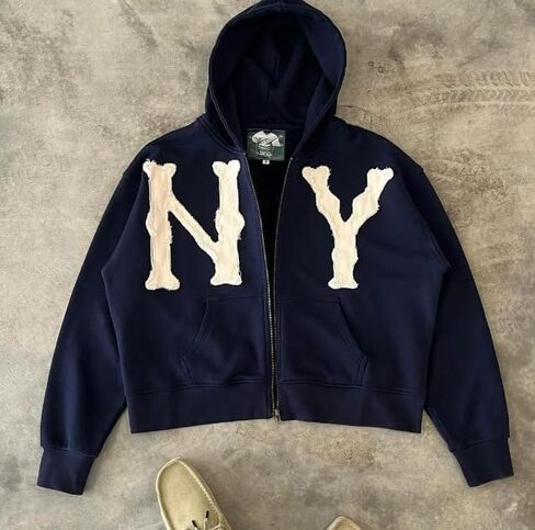 Unisex Letter Embroidery Trendy Hoodies Zip Up Casual Overszie Colorful Y2K Hip Hop Streetwear Harajuku Jacket in Saudi Arabia