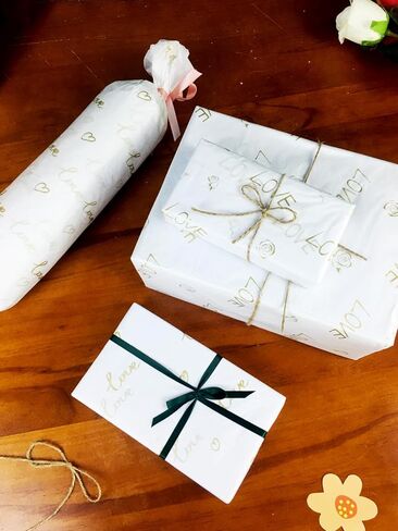 Bzumoot 50 Sheets 20 * 28 Inches Tissue Paper for Gift Bags Heart Archery Pattern Gift Wrapping Paper for Valentine's Day DIY Crafts Wedding Anniversary Birthday Gifts DIY Crafts in Kuwait