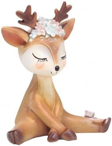 4.3 Inch Woodland Animal Deer Cake Topper Cute Baby Shower Party Decoration Deer Figurines Toy Christmas Miniature Doe Fawn Resin Ornament for Birthday Wedding Anniversary in Saudi Arabia