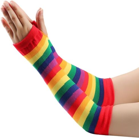Knit Arm Warmer Thumb Hole Stretchy Gloves Women Long Fingerless Gloves Halloween Cosplay Accossaries in Saudi Arabia